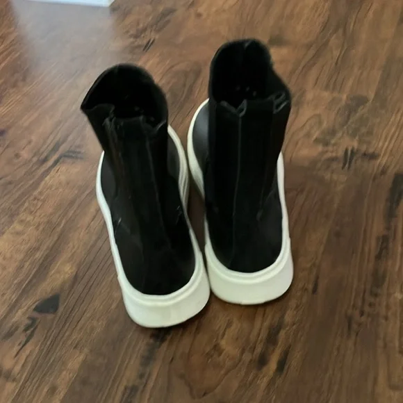 Zara contrast high top leather sneakers black minimalist - Picture 7 of 9